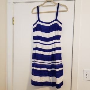 LOFT blue and white striped sundress